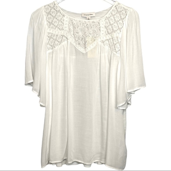Vintage America Tops - Vintage X America NWT White Lace Bodice Top Sz M